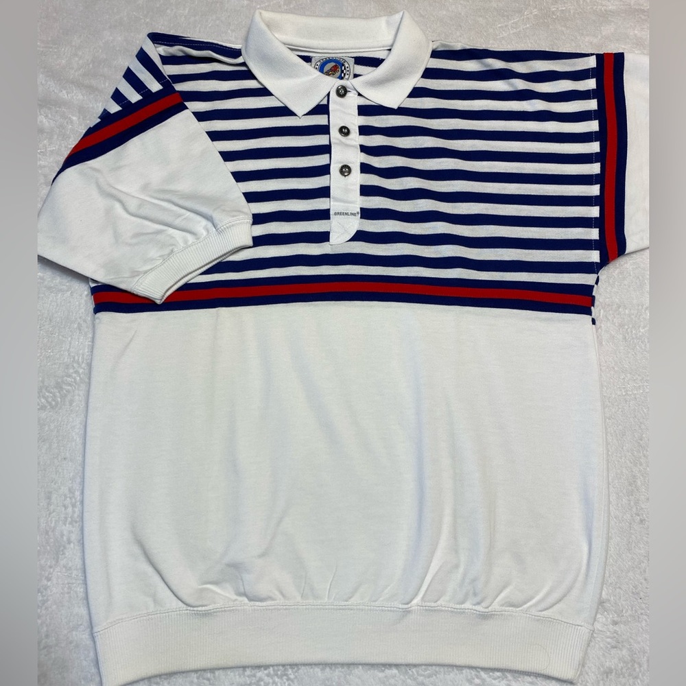 Vintage 1970's Greenline International Mens Striped Short Sleeve